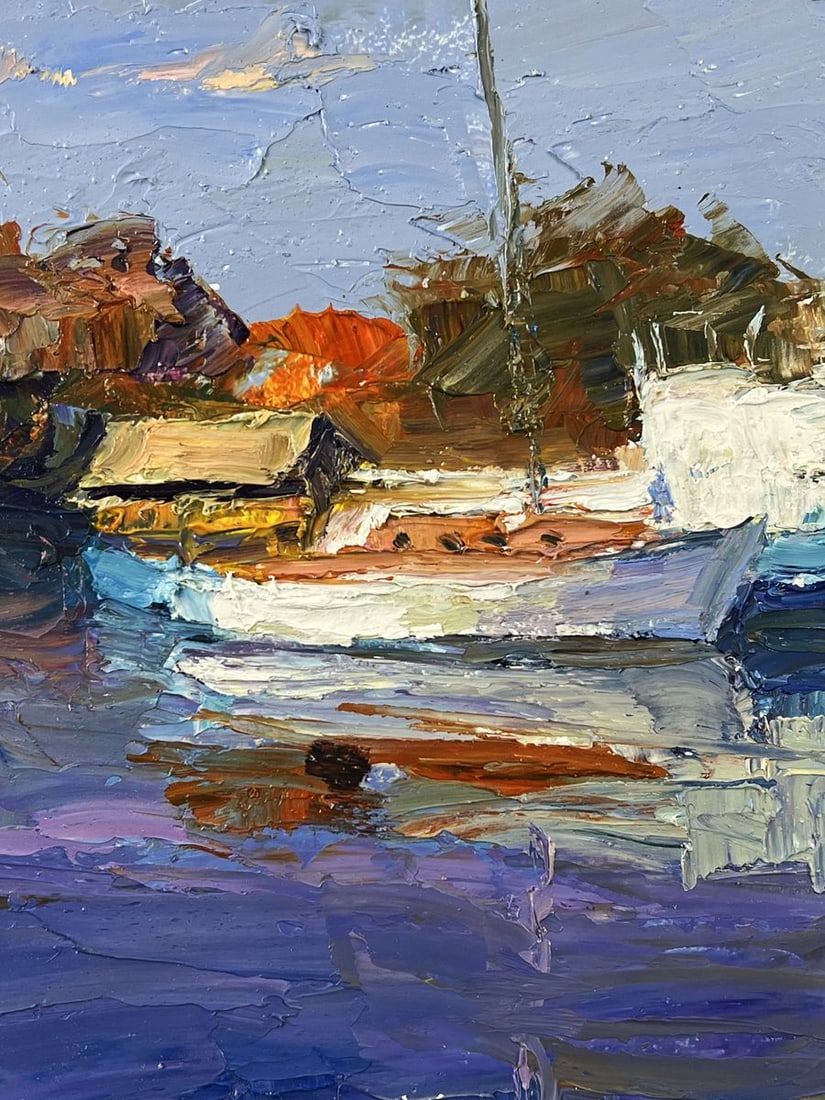 Oil painting Luxury Boat at the Dock Boris Serdyuk - 4