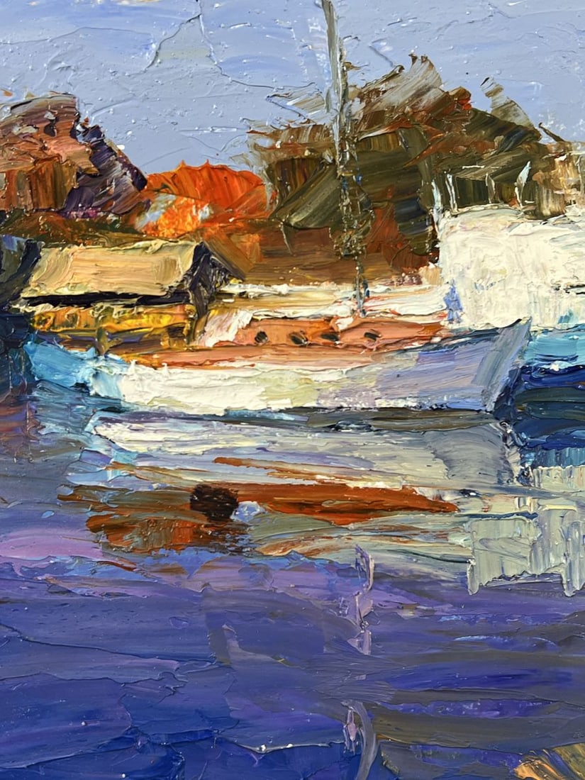 Oil painting Luxury Boat at the Dock Boris Serdyuk - 5