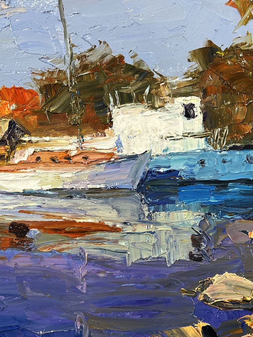 Oil painting Luxury Boat at the Dock Boris Serdyuk - 6