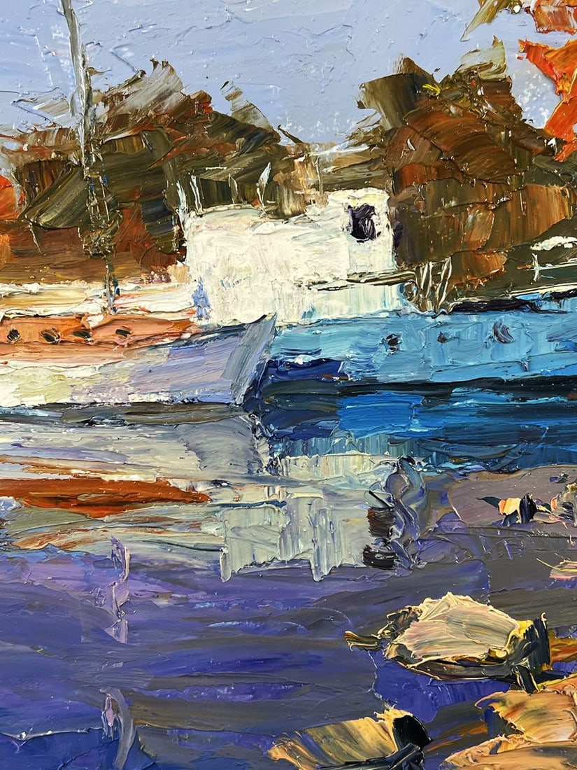 Oil painting Luxury Boat at the Dock Boris Serdyuk - 7