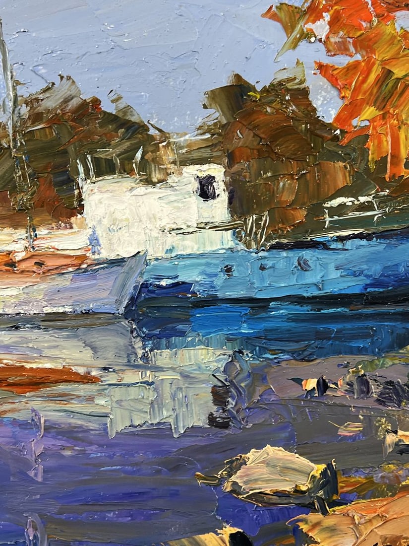 Oil painting Luxury Boat at the Dock Boris Serdyuk - 8