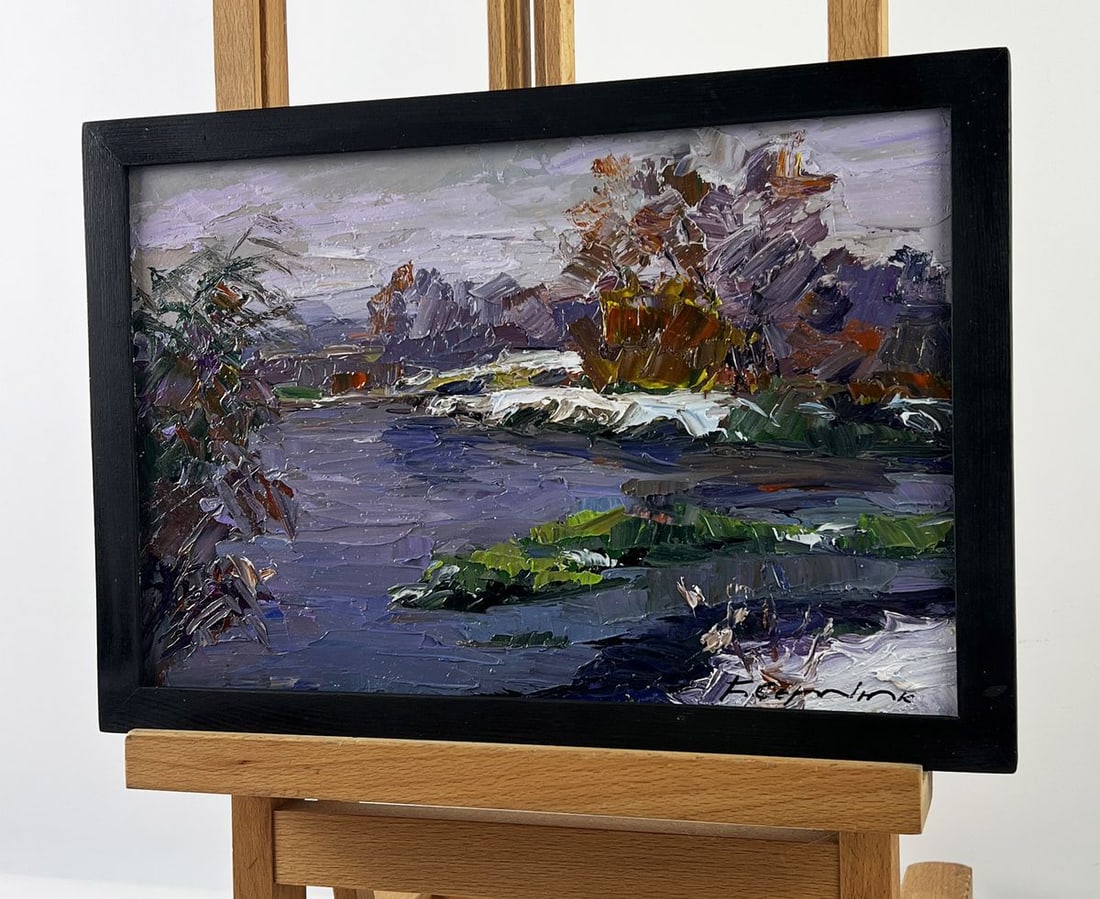 Oil painting First Snow by the River Boris Serdyuk - 2