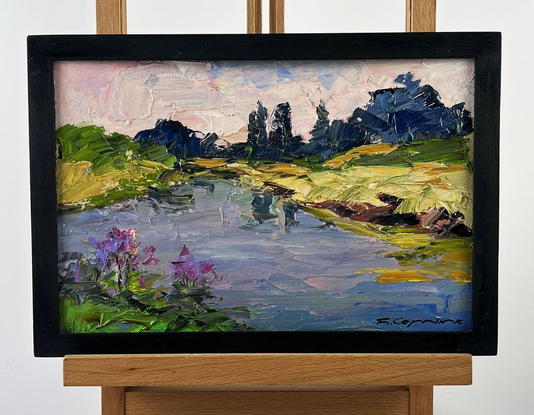 Oil painting Lilacs grow by the river Boris Serdyuk: Title: Oil painting Lilacs grow by the river Boris Serdyuk Description: NoAAA6713 *** ABOUT THIS PAINTING *** * TITLE: "Lilacs grow by the river" * ARTISTS: Boris Serdyuk * SIZE: 20x30 cm/7.87x11.81