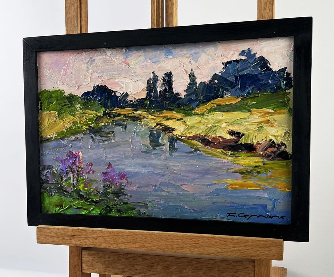 Oil painting Lilacs grow by the river Boris Serdyuk - 2