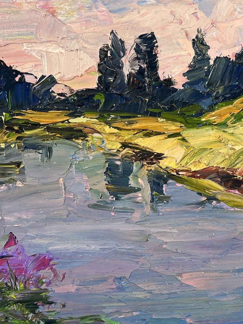 Oil painting Lilacs grow by the river Boris Serdyuk - 7