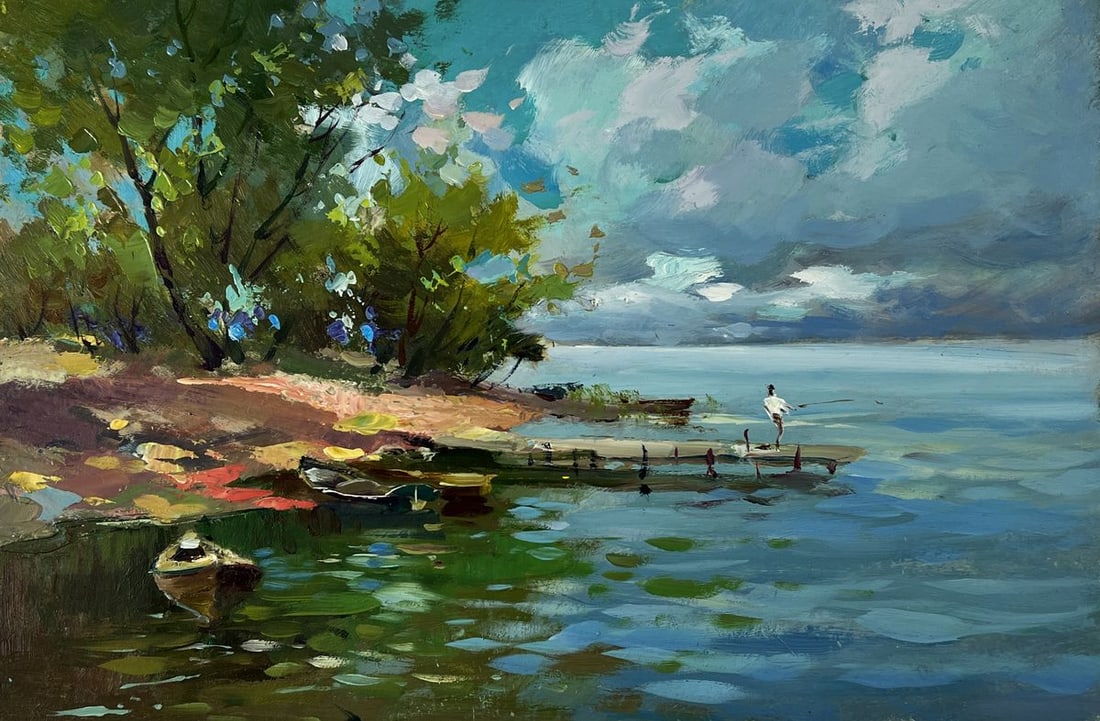 Oil painting Pier on the Island Shore Yuriy Suprunchuk - 3