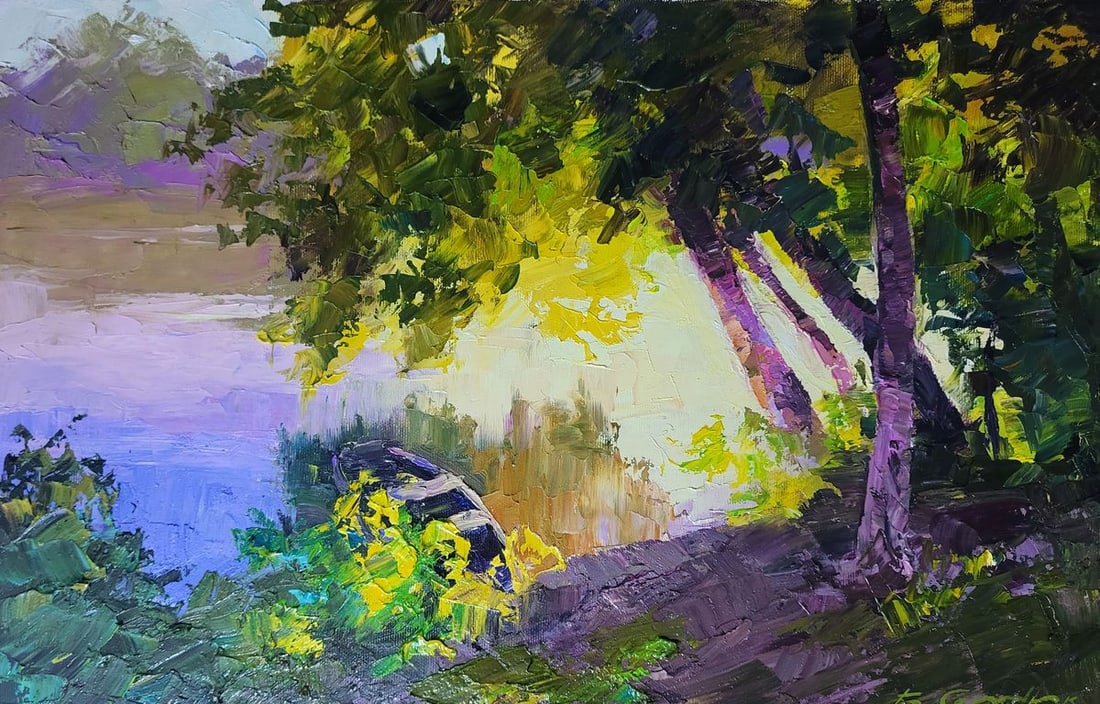 Oil painting Evening in the Forest by the River Boris Serdyuk (1 of 8)