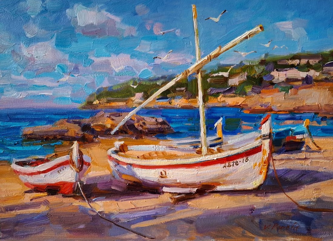 Oil painting Boats On The Beach Vyacheslav Pereta: Title: Oil painting Boats On The Beach Vyacheslav Pereta Description: NoTep 184 *** ABOUT THIS PAINTING *** * TITLE: "Boats On The Beach" * ARTISTS: Vyacheslav Pereta * SIZE: 25x35 cm/9.84x13.77 inche