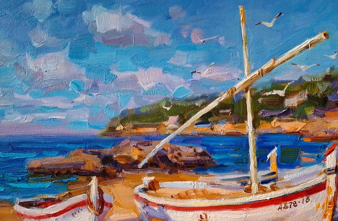 Oil painting Boats On The Beach Vyacheslav Pereta - 2