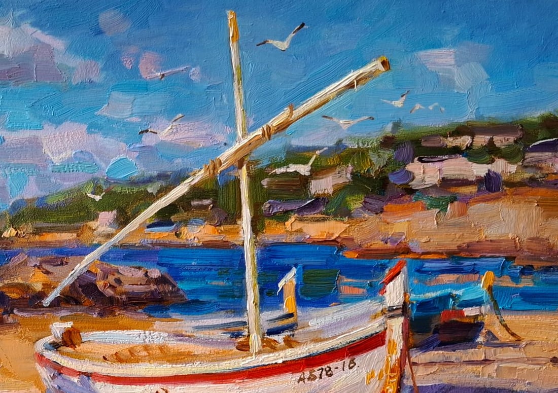Oil painting Boats On The Beach Vyacheslav Pereta - 3
