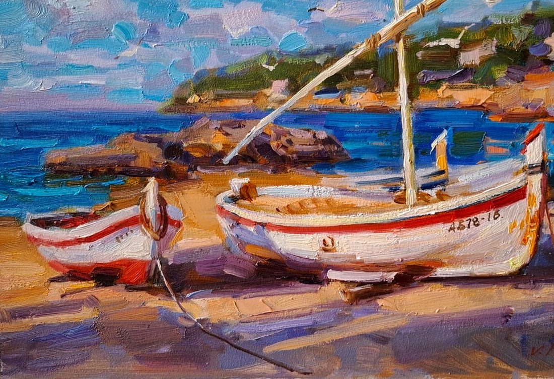 Oil painting Boats On The Beach Vyacheslav Pereta - 4