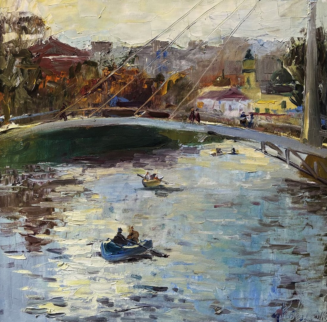 Oil painting River Boat Trip Ivan Kovalenko (1 of 6)
