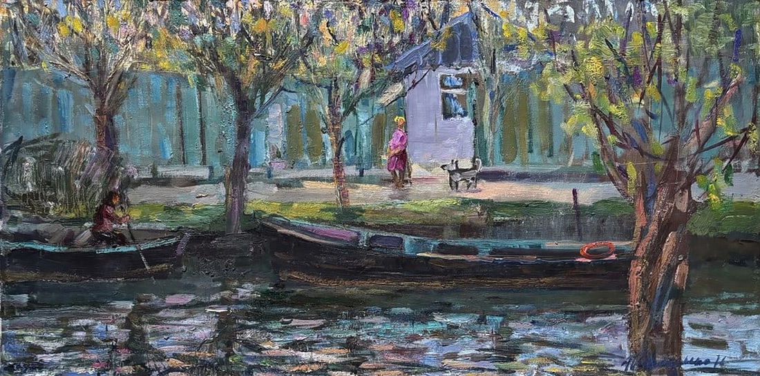 Oil painting Life by the River Ivan Kovalenko: Title: Oil painting Life by the River Ivan Kovalenko Description: NoKoval 274 *** ABOUT THIS PAINTING *** * TITLE: "Life by the River" * ARTISTS: Ivan Kovalenko * SIZE: 40x80 cm/'15.74x31.49 inches' *