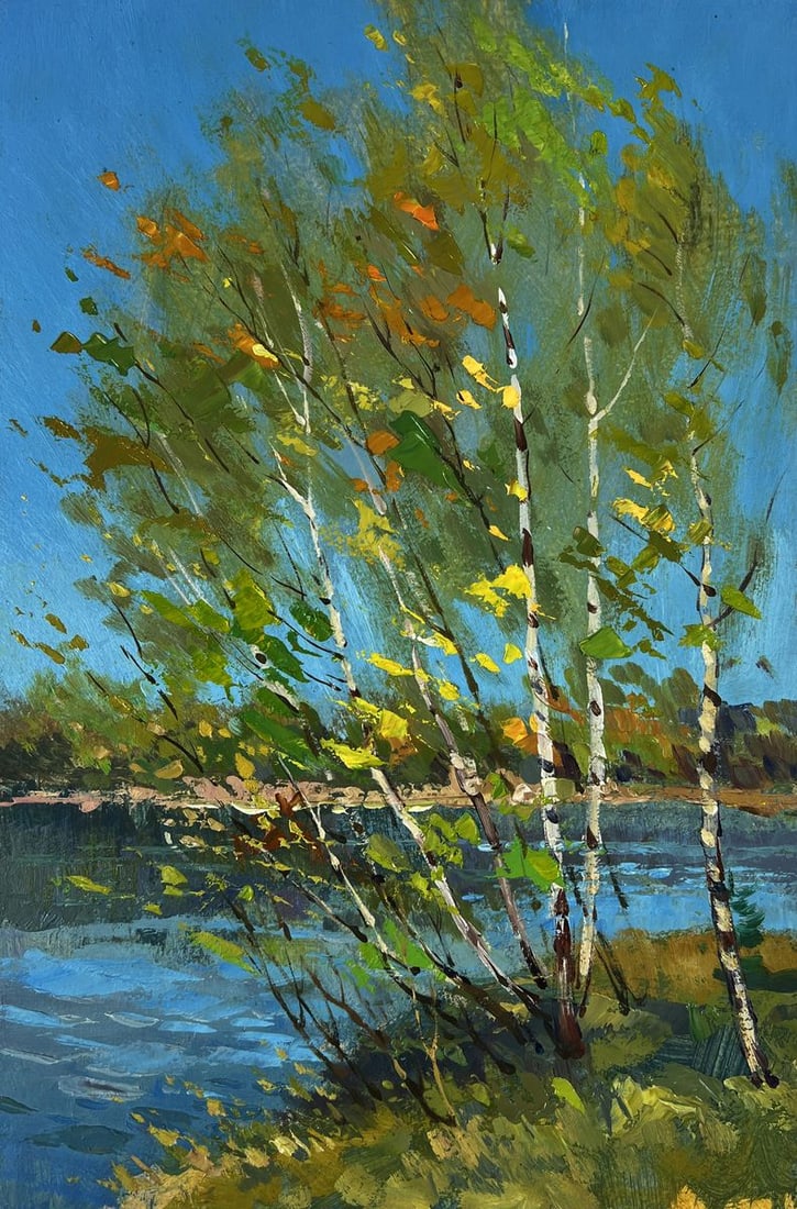 Oil painting Birches Above the River Yuriy Suprunchuk - 3