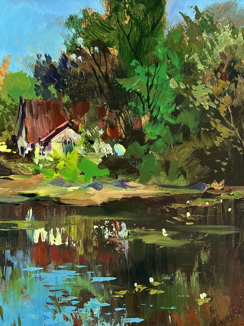 Oil painting Quiet House on the River Bank Yuriy Suprunchuk - 10
