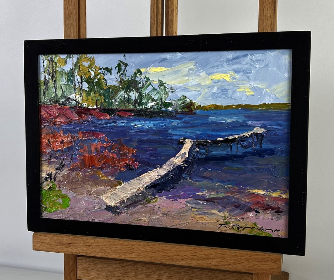 Oil painting Wooden bridge on the river Boris Serdyuk - 2