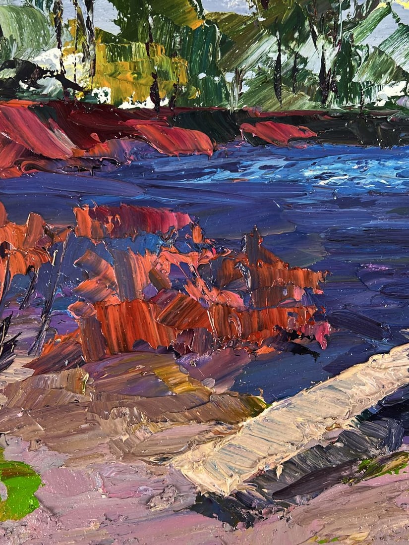 Oil painting Wooden bridge on the river Boris Serdyuk - 5
