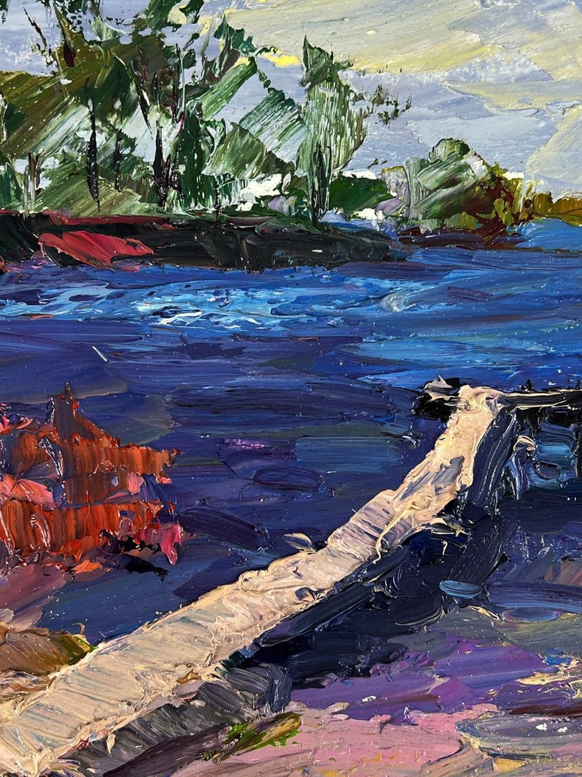 Oil painting Wooden bridge on the river Boris Serdyuk - 6