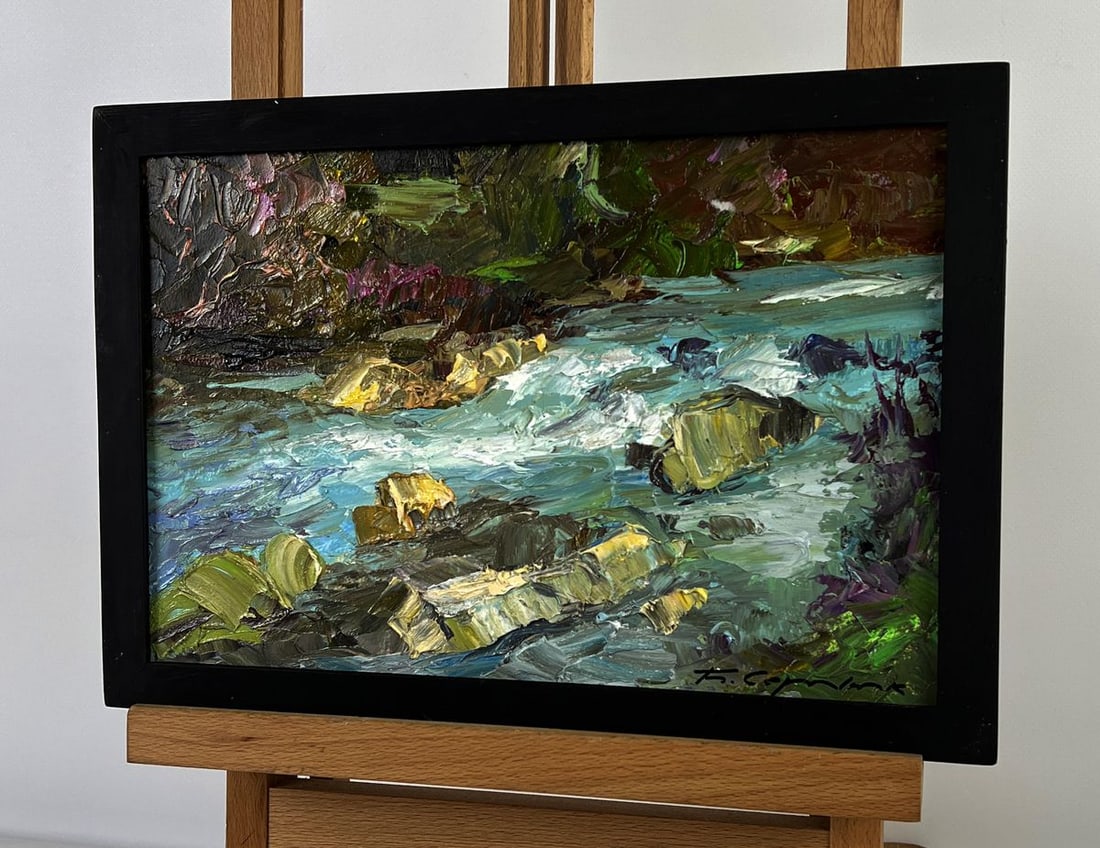 Oil painting The river flows through the mountains Boris Serdyuk - 2