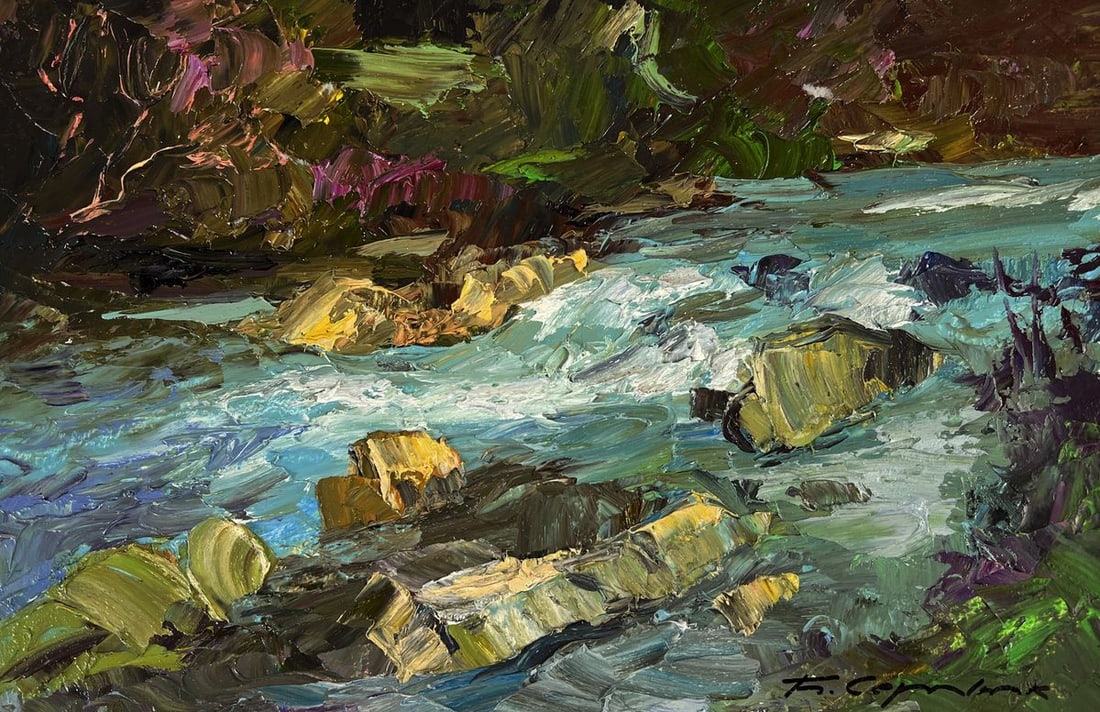 Oil painting The river flows through the mountains Boris Serdyuk - 3