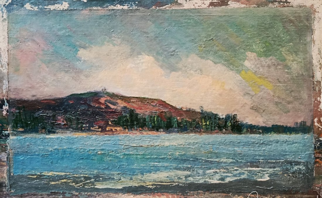 Oil painting Mountain river bank Unknown artist (1 of 10)