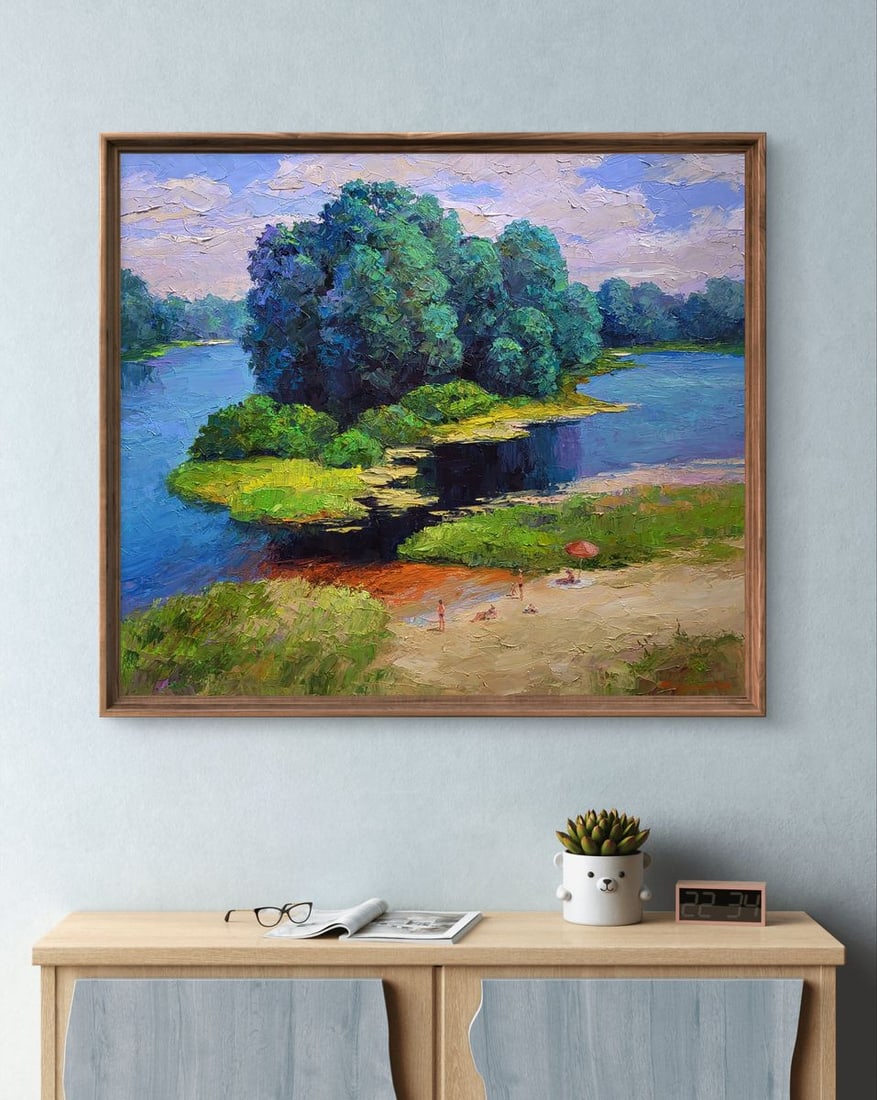 Oil painting Relaxation on the river beach Boris Serdyuk - 2
