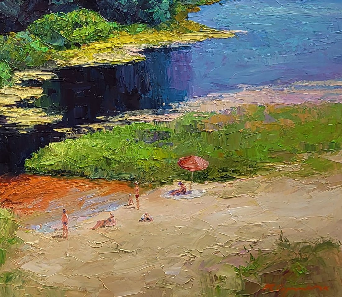 Oil painting Relaxation on the river beach Boris Serdyuk - 4