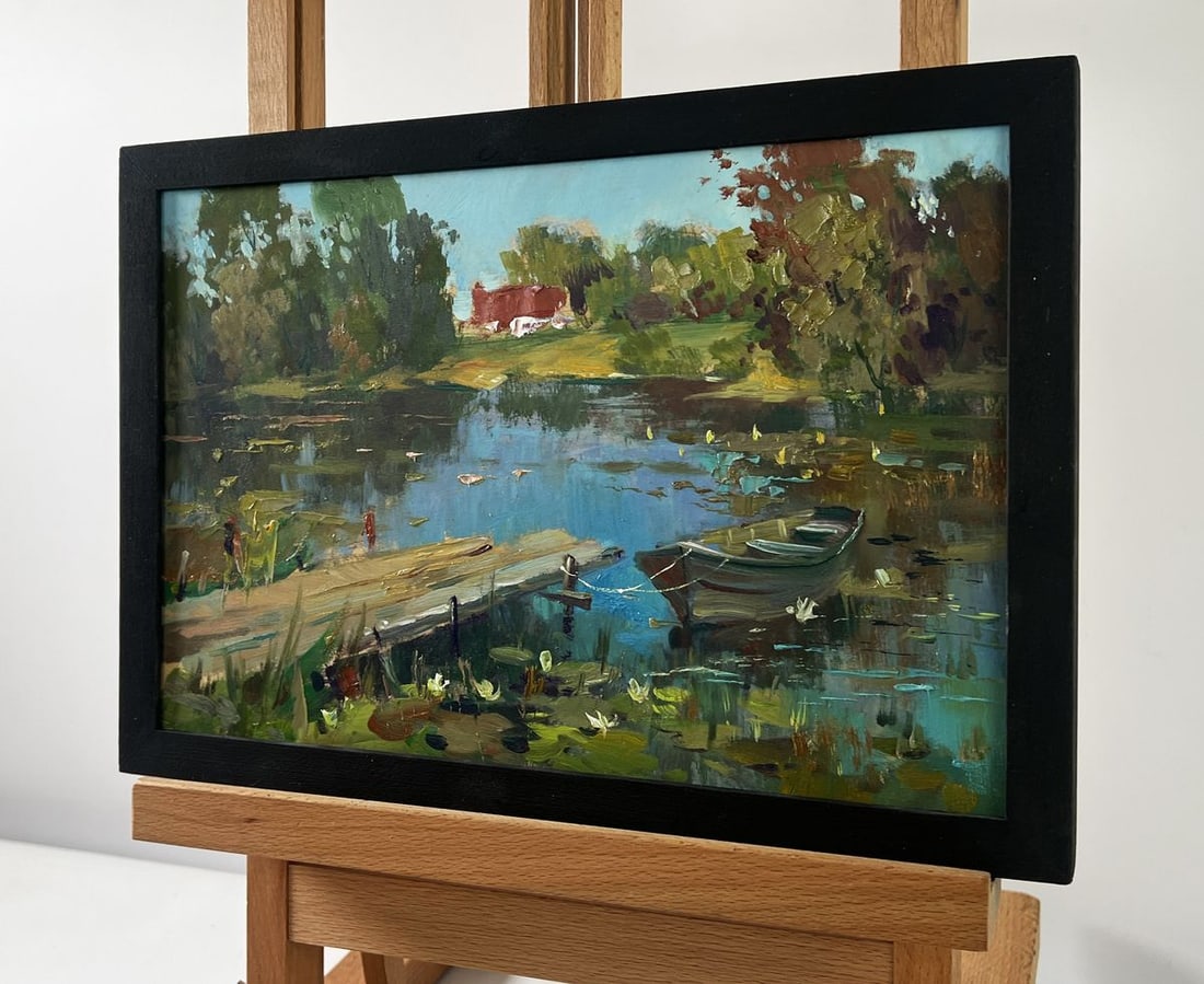 Oil painting Boat in a lumber mill Yuriy Suprunchuk - 2
