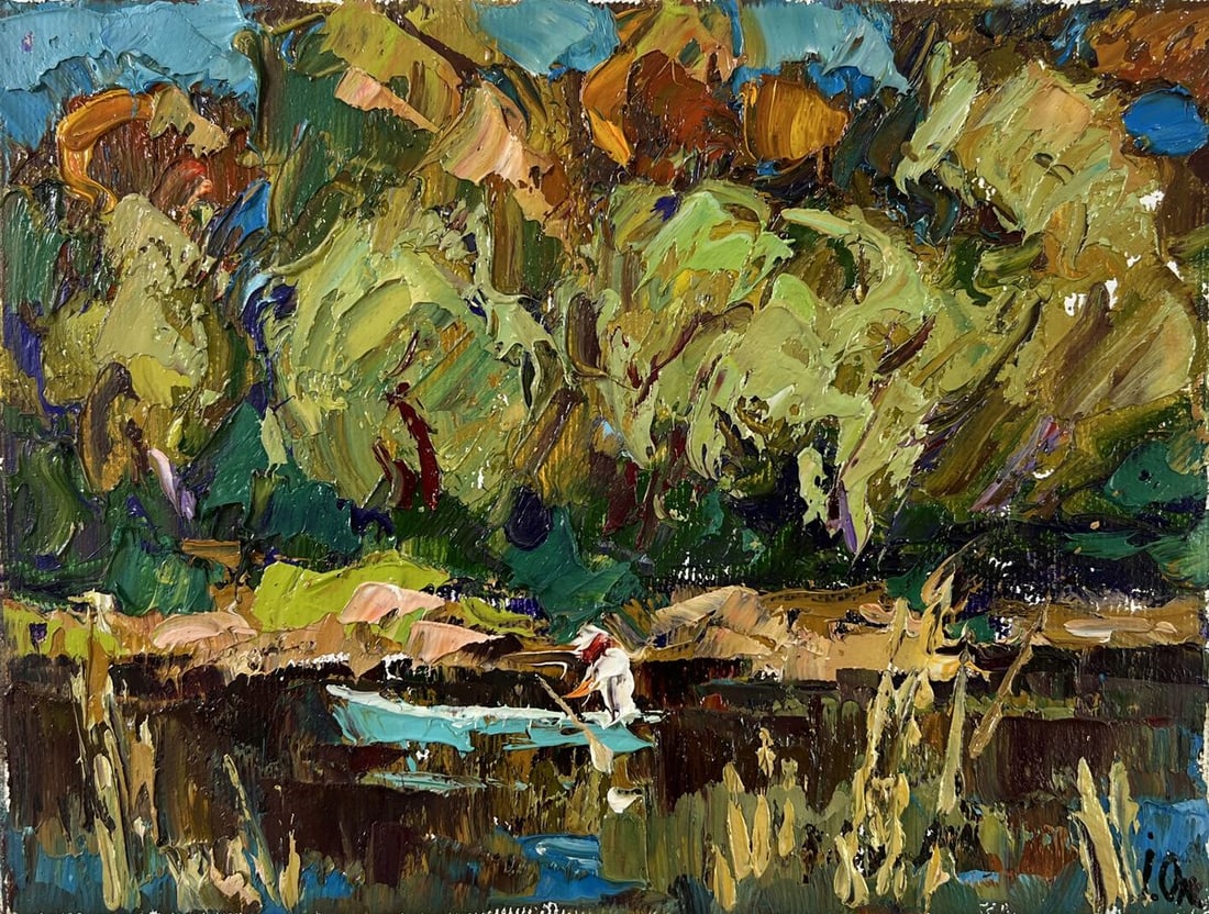 Oil painting Summer day by the river Oksana Kalenyuk - 3