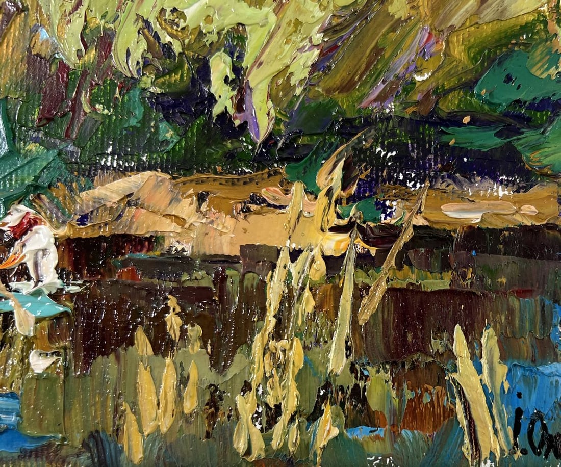 Oil painting Summer day by the river Oksana Kalenyuk - 5