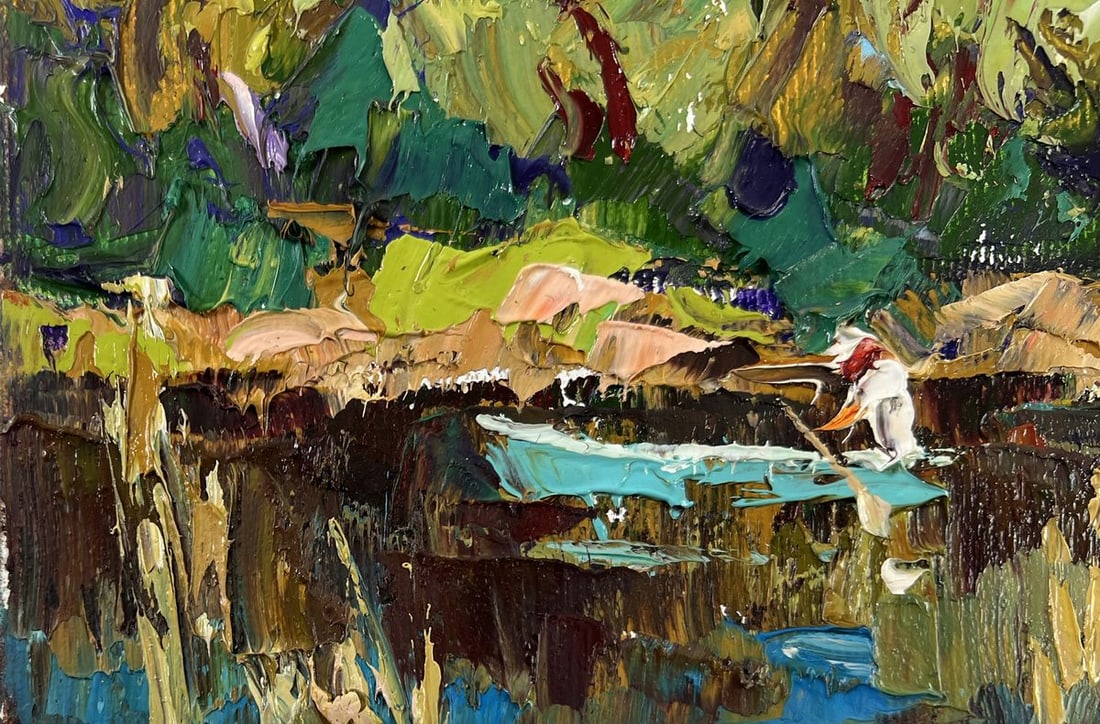 Oil painting Summer day by the river Oksana Kalenyuk - 6