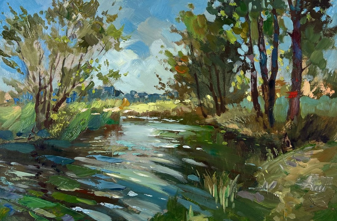 Oil painting Quiet forest river Yuriy Suprunchuk - 3