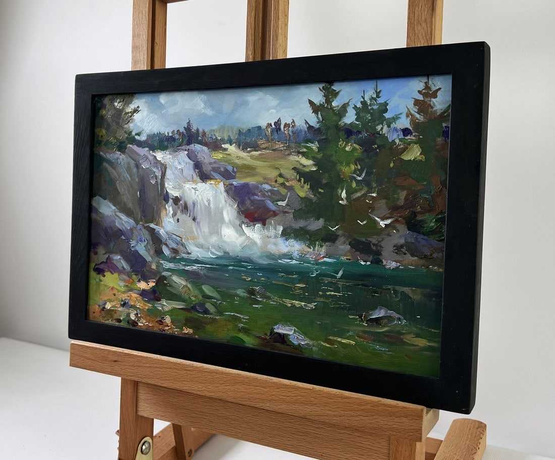Oil painting Mountain waterfall Yuriy Suprunchuk - 2