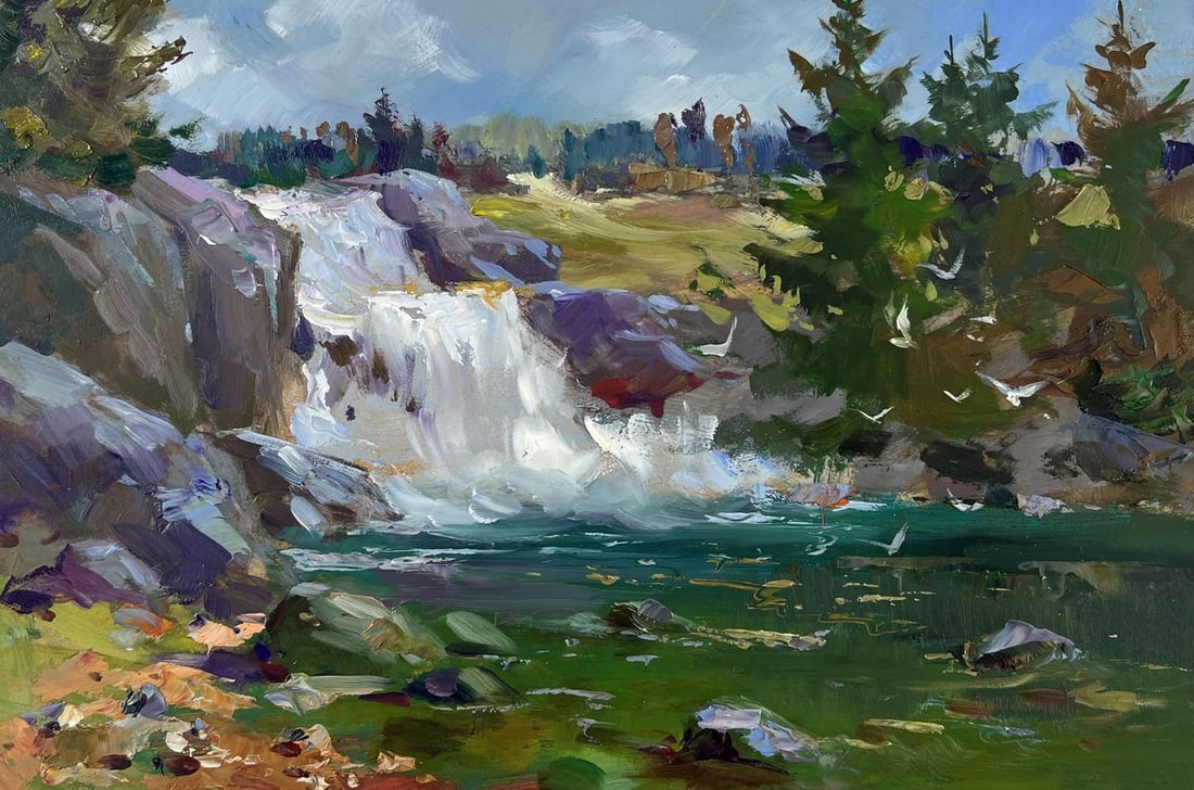 Oil painting Mountain waterfall Yuriy Suprunchuk - 3