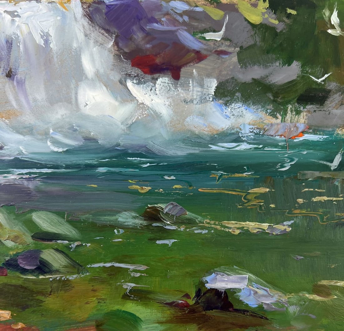 Oil painting Mountain waterfall Yuriy Suprunchuk - 8