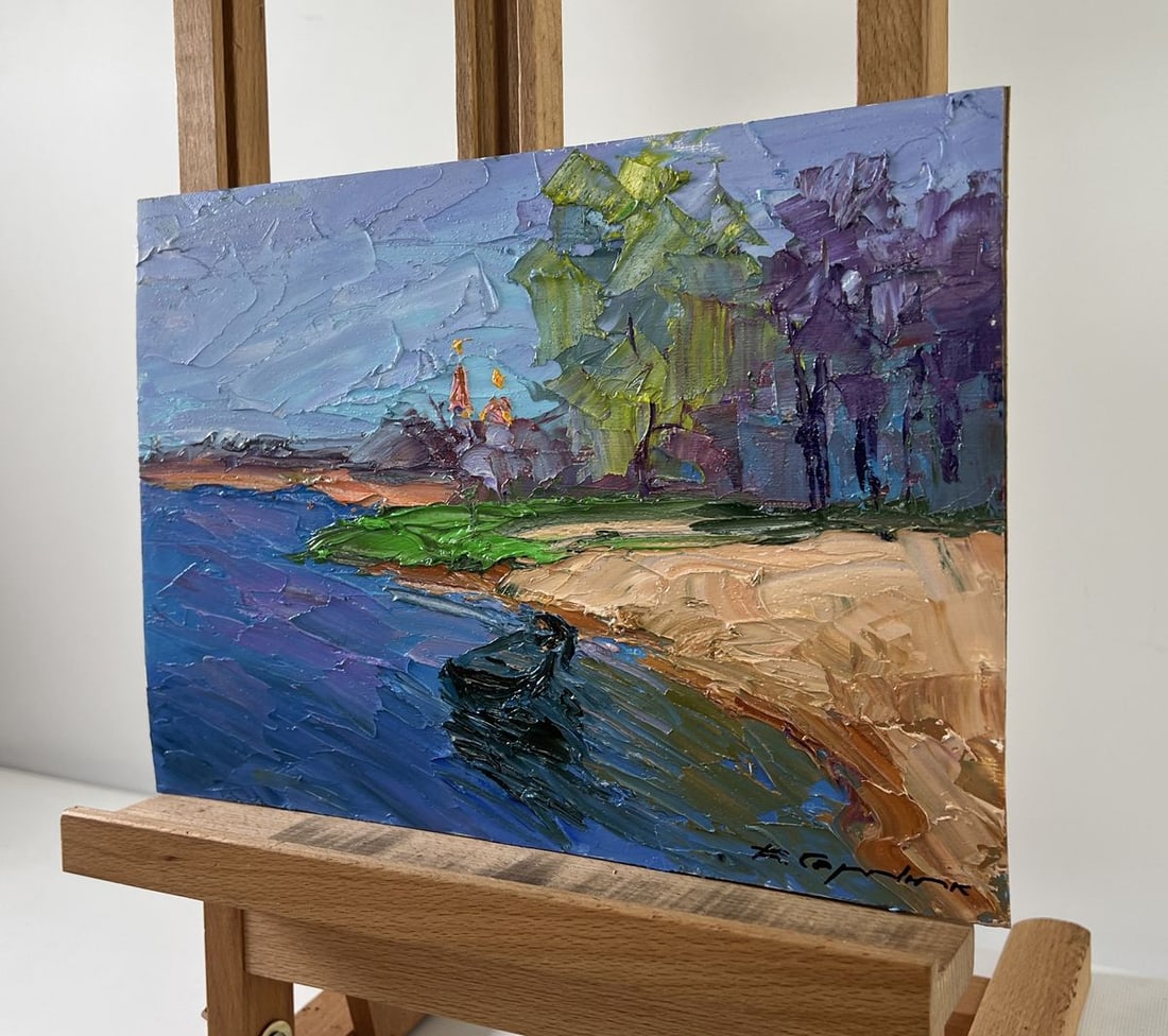 Oil painting Summer river bank Boris Serdyuk - 2