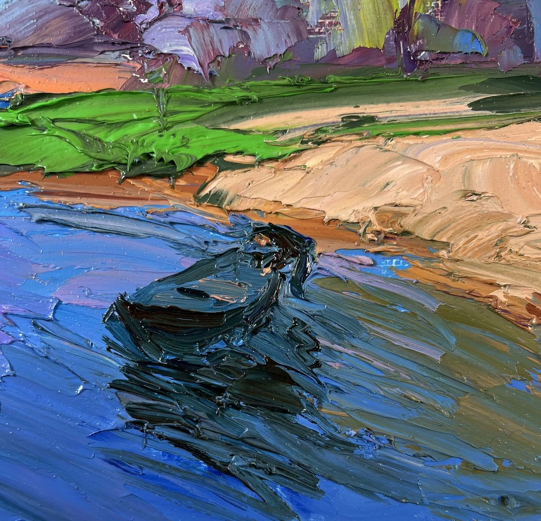 Oil painting Summer river bank Boris Serdyuk - 8