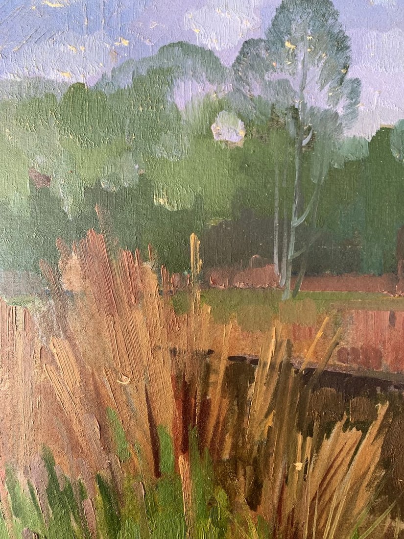 Oil painting There is a river in the forest Peter Tovpev - 4