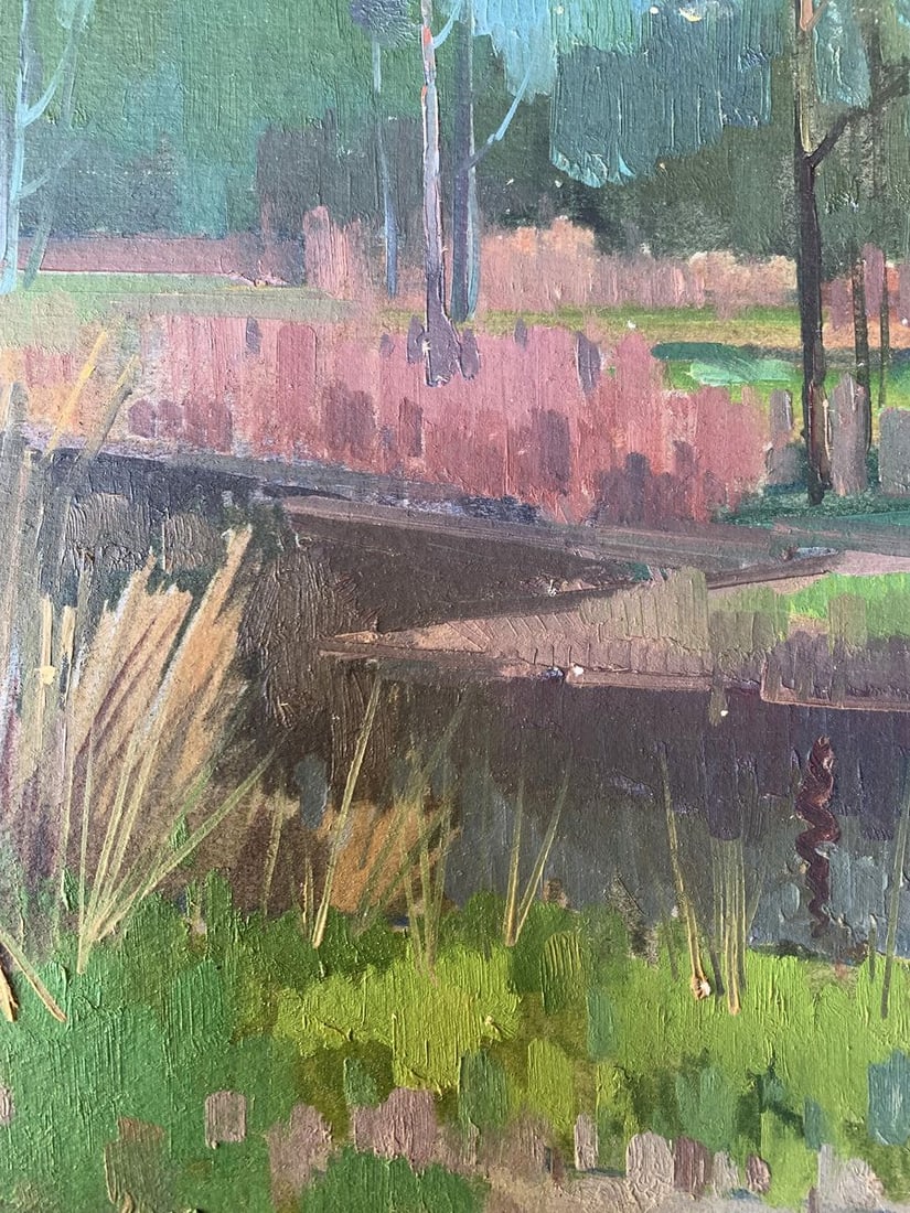 Oil painting There is a river in the forest Peter Tovpev - 7