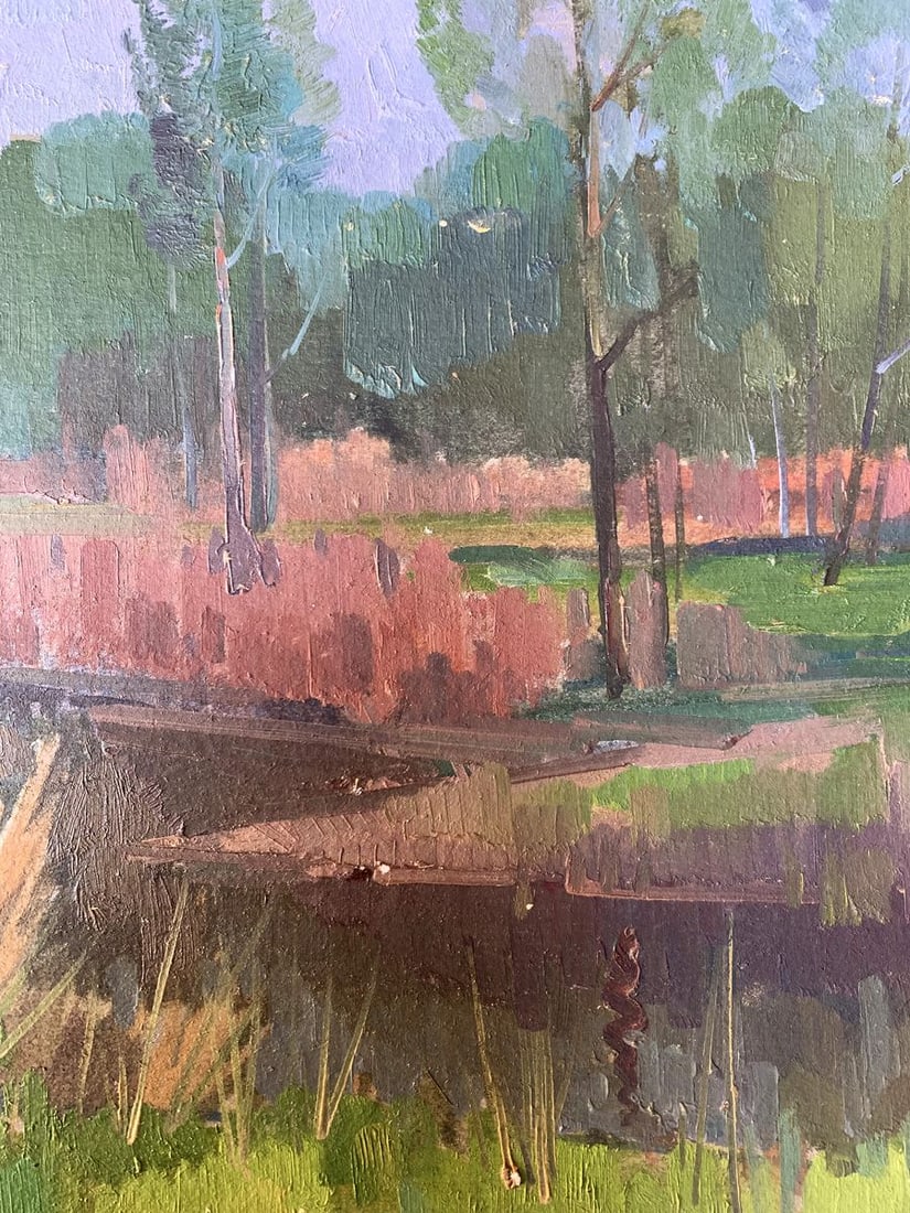 Oil painting There is a river in the forest Peter Tovpev - 8