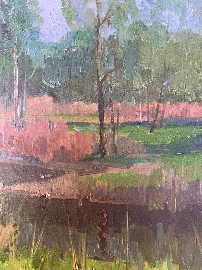 Oil painting There is a river in the forest Peter Tovpev - 9