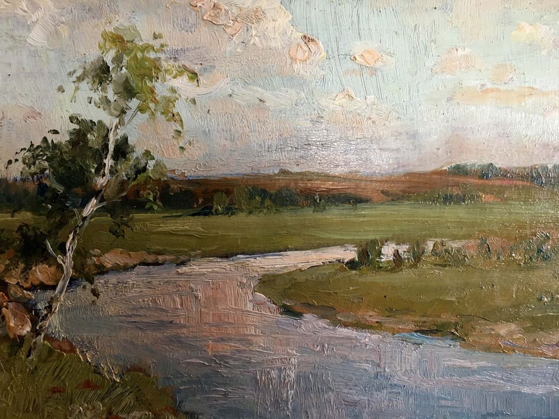 Oil paintign River landscape Sergeyev N. S. - 3