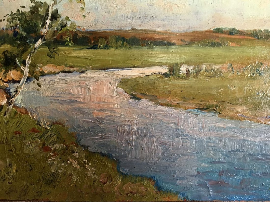 Oil paintign River landscape Sergeyev N. S. - 4