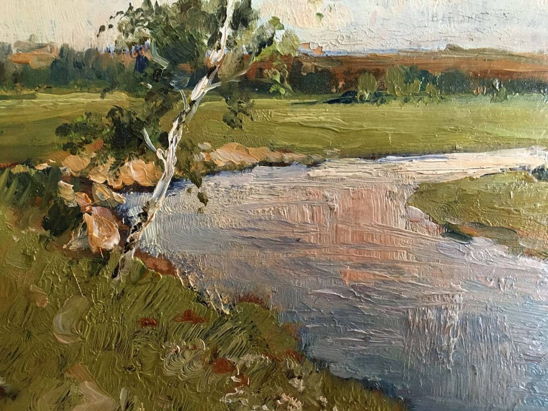Oil paintign River landscape Sergeyev N. S. - 6