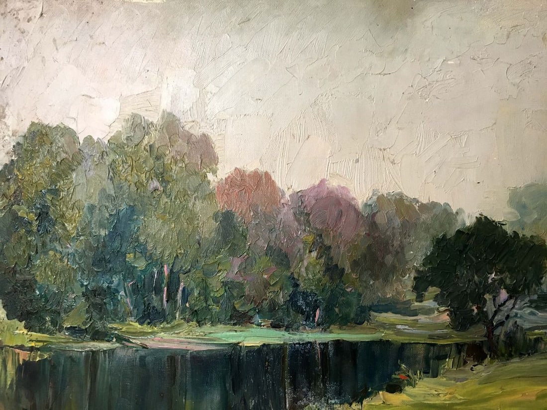 Oil painting River landscape Lednev Dmytro Yakovych - 2