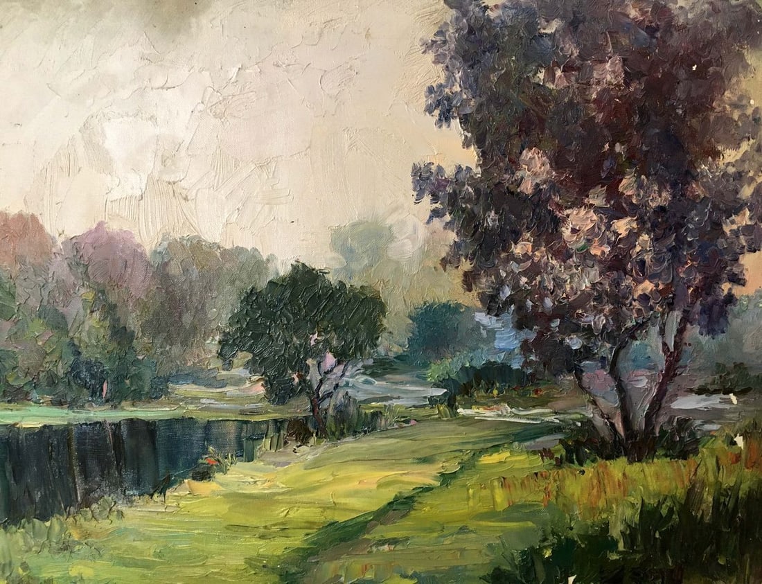 Oil painting River landscape Lednev Dmytro Yakovych - 3