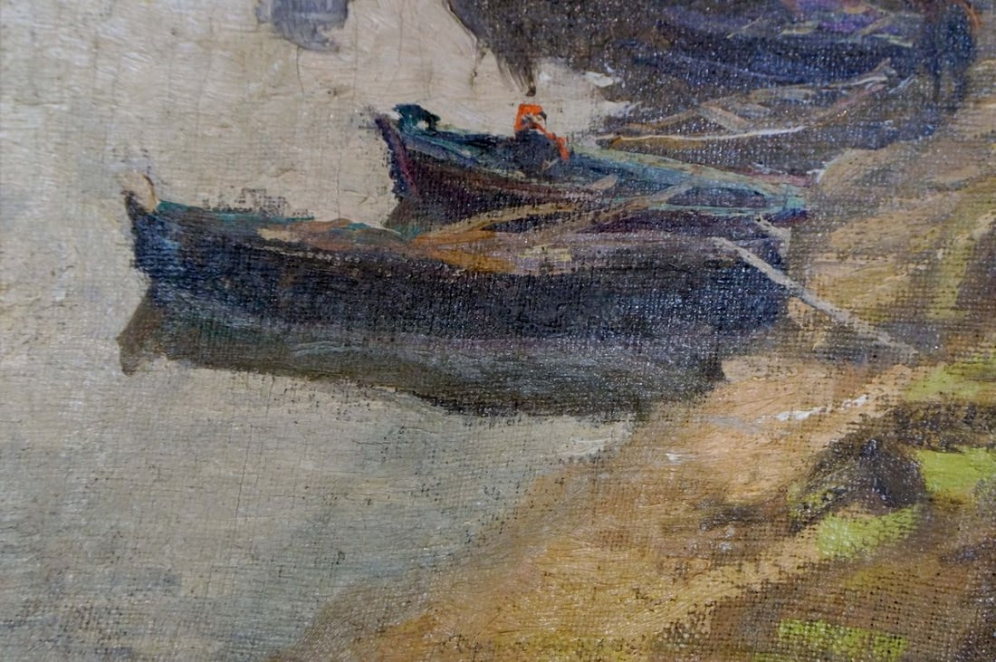 Oil painting Moored boats Romadin N. M. - 3