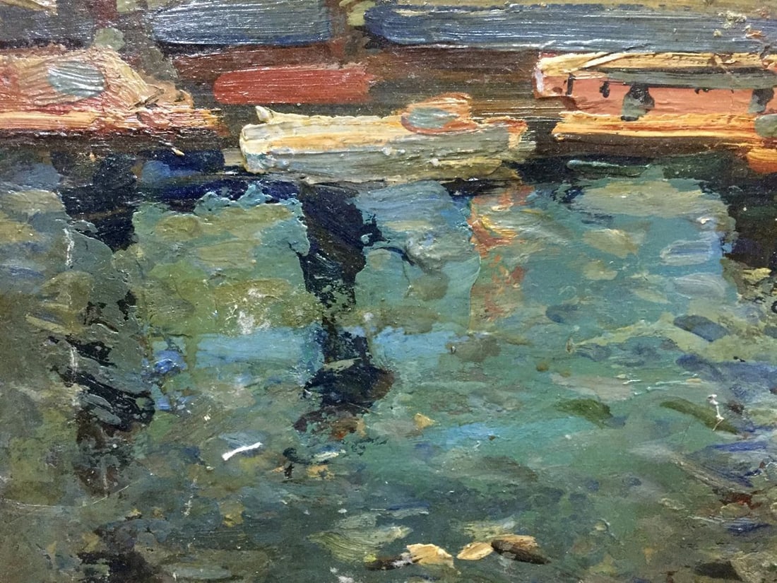 Oil painting River port Karelin Vyacheslav - 2