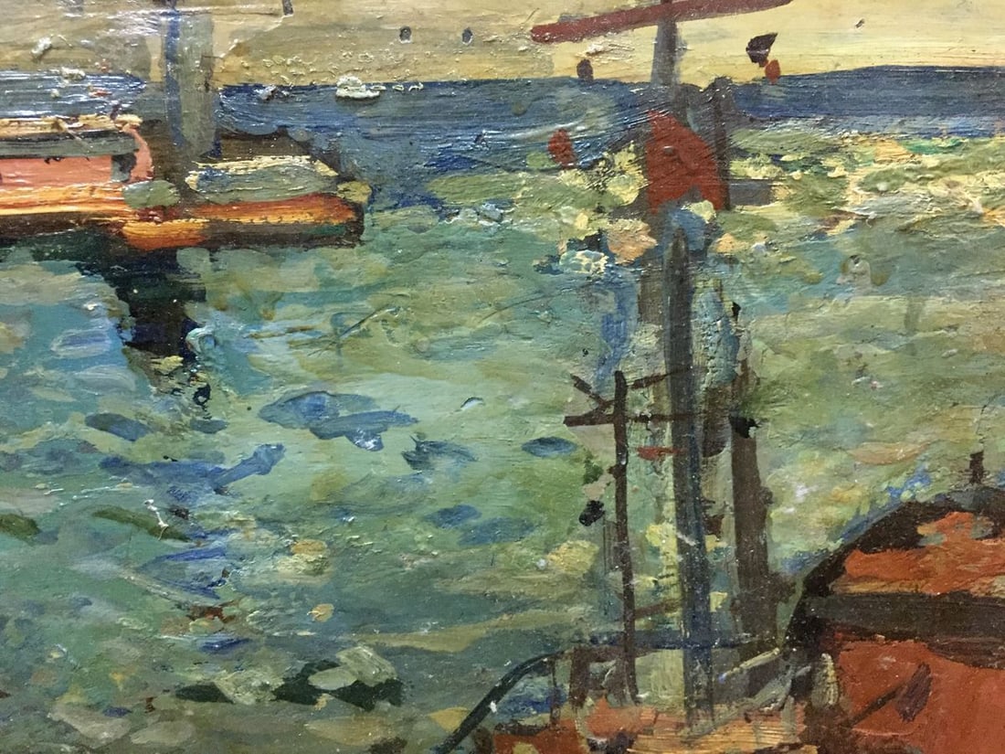 Oil painting River port Karelin Vyacheslav - 3