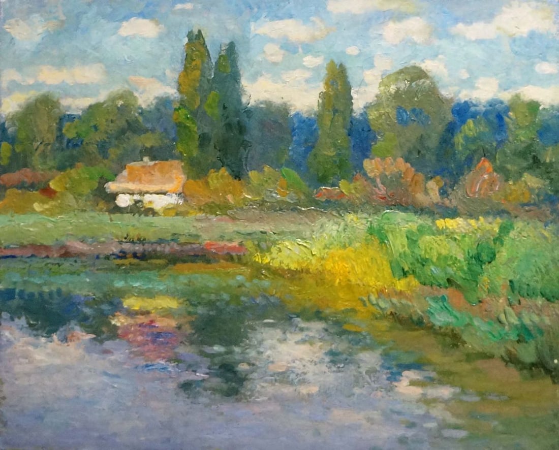 Oil painting Near the river Mynka Alexander Fedorovich: Title: Oil painting Near the river Mynka Alexander Fedorovich Description: NoVern 531 *** ABOUT THIS PAINTING *** * TITLE: "Near the river" * ARTISTS: Mynka Alexander Fedorovich * SIZE: 40x50